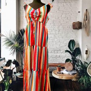 Colorful Striped Maxi Dress
